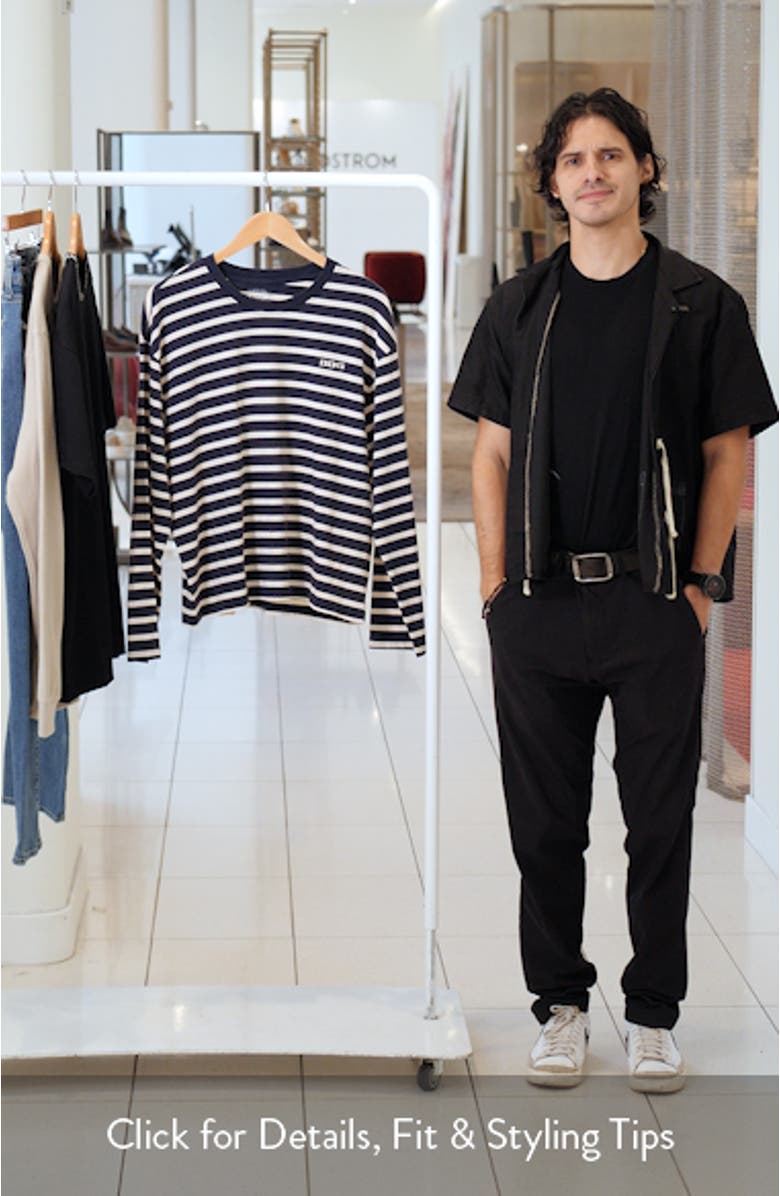 Kai Stripe Long Sleeve Cotton Dad T-Shirt, sales video thumbnail