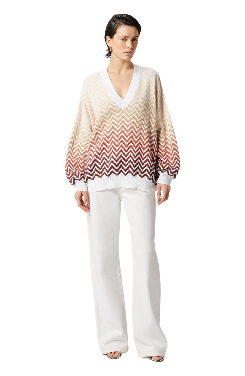 Missoni Oversized Dégradé Chevron Sweater With V-neck, Alternate, color, Multicoloured 2