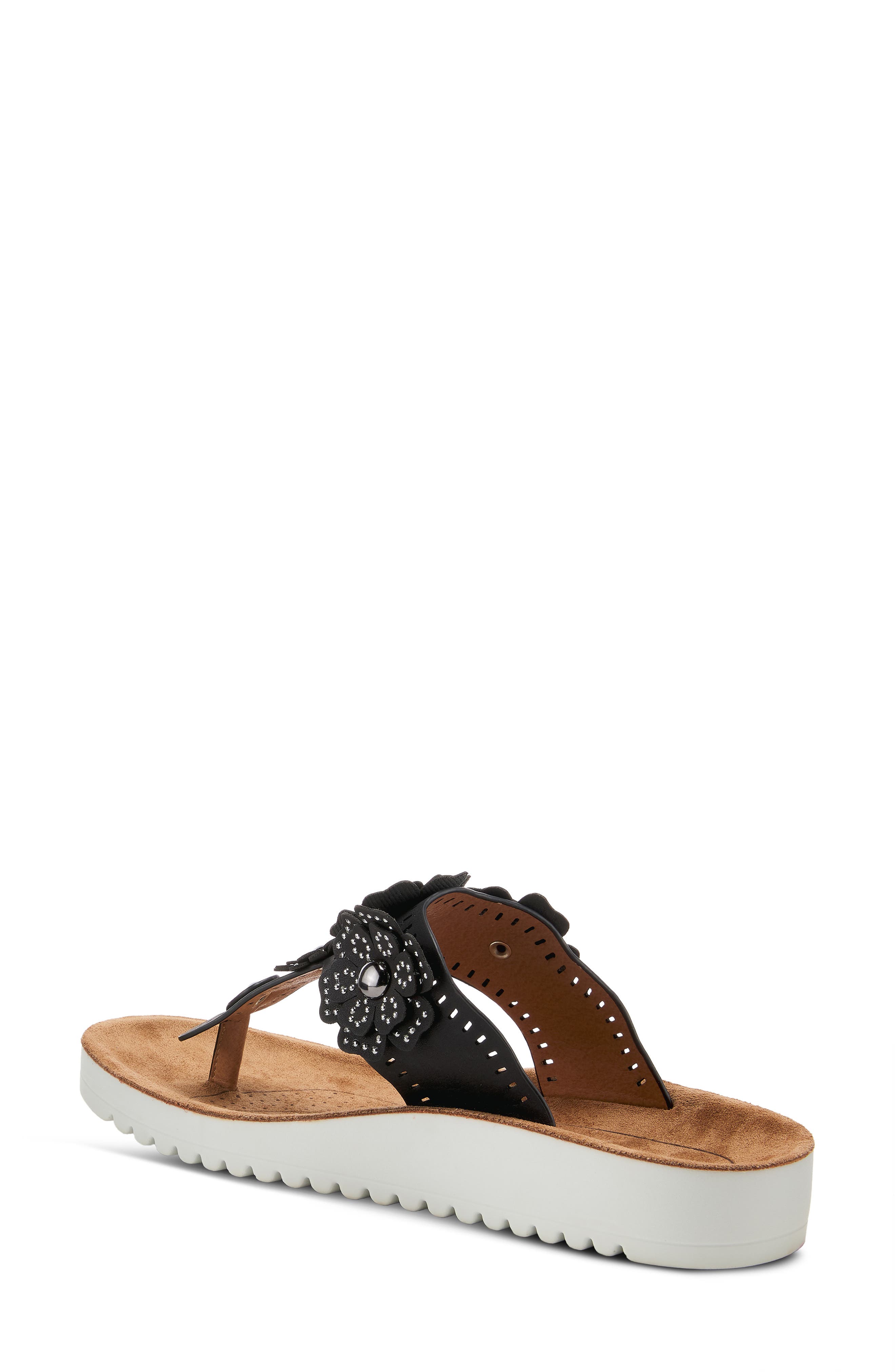 Flexus by Spring Step Bayview Floral Appliquè Sandal, Alternate, color, Black