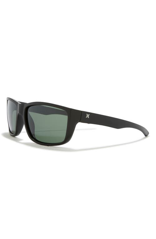 Hurley 52mm Beveled Polarized Rectangular Wrap Sunglasses