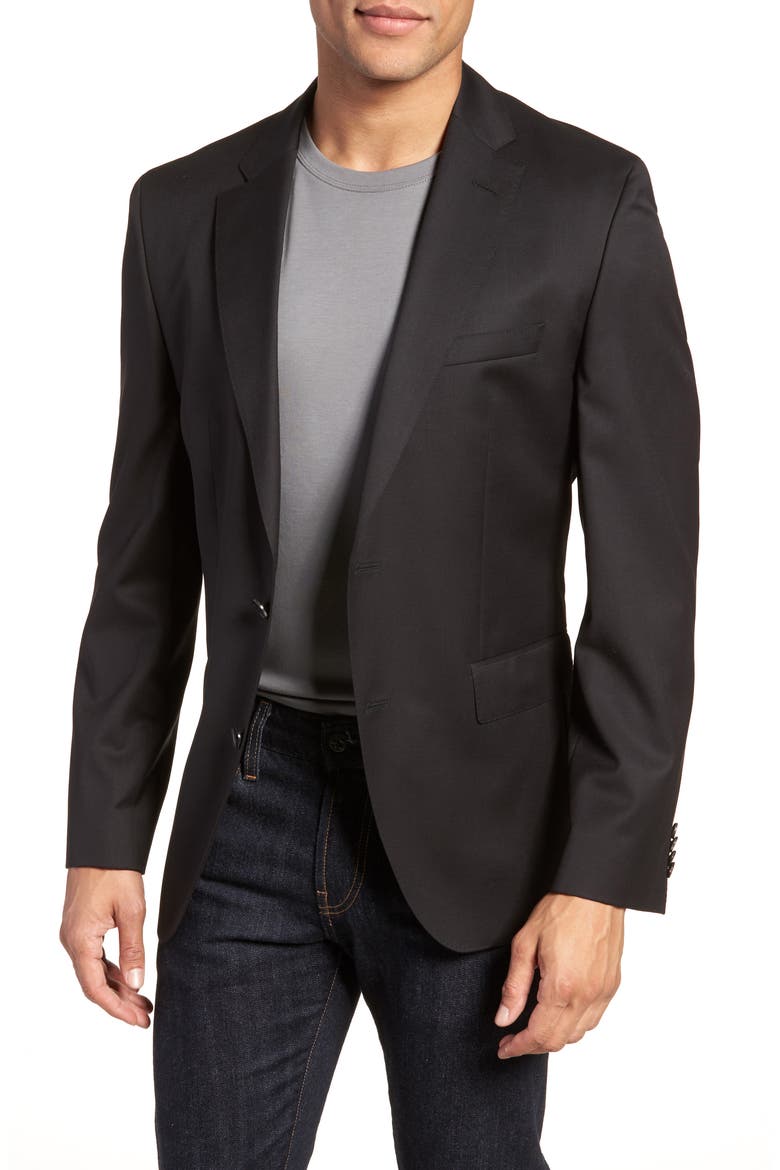 Johnstons CYL Classic Fit Solid Wool Sport Coat, Main, color, BLACK