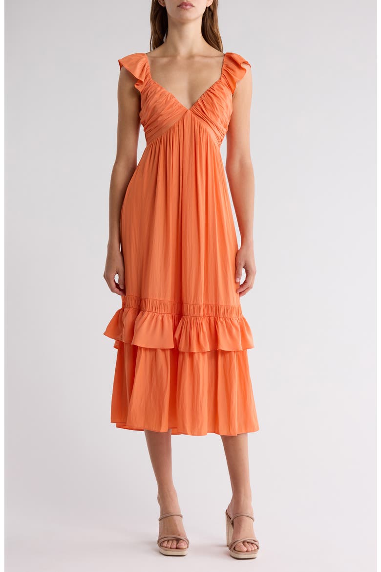 Nelly Tiered Hem Dress, Main, color, TROPIC ORANGE