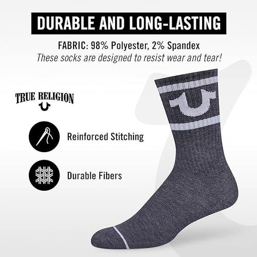 True Religion 8 Pairs Premium Athletic Crew Socks In Multi