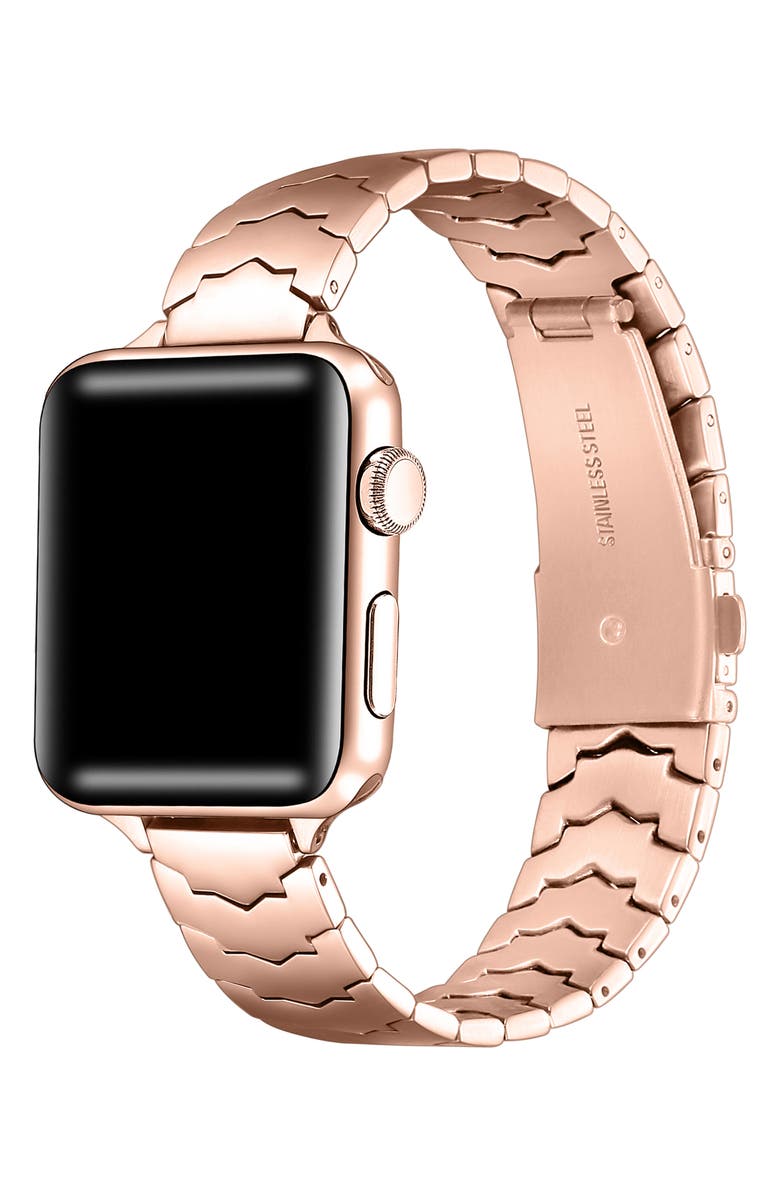 The Posh Tech Iris Stainless Steel Apple Watch<sup>®</sup> Watchband, Alternate, color, Rose Gold