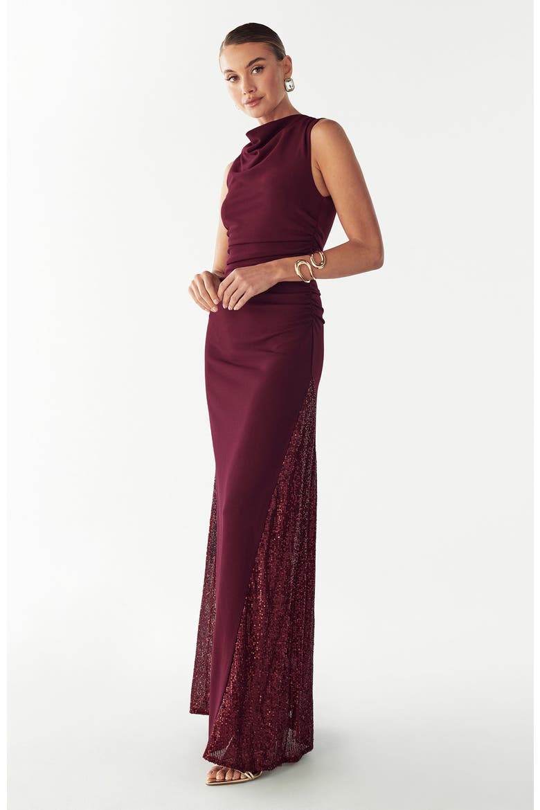 Avena Maxi Dress, Alternate, color, Burgundy