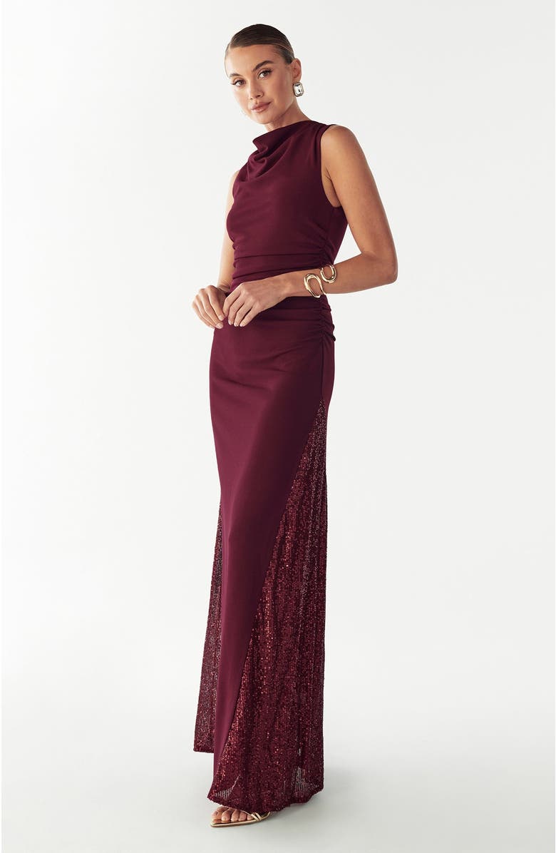 BWLDR Avena Maxi Dress, Alternate, color, Burgundy