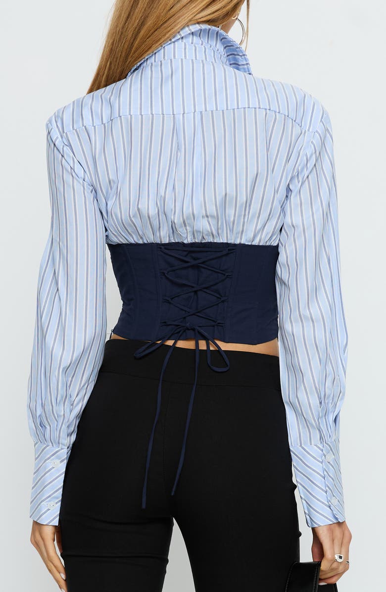 Princess Polly Darvell Corset Woven Shirt, Alternate, color, Blue