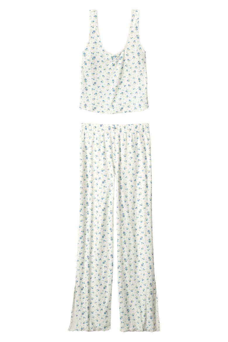 More Amour Floral Ditsy Pointelle Pajamas, Alternate, color, IVORY