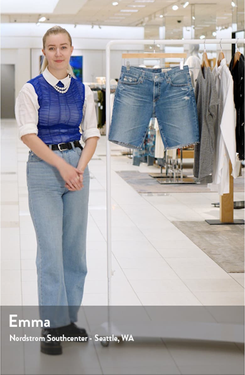 Nikki Raw Hem Denim Bermuda Shorts, sales video thumbnail