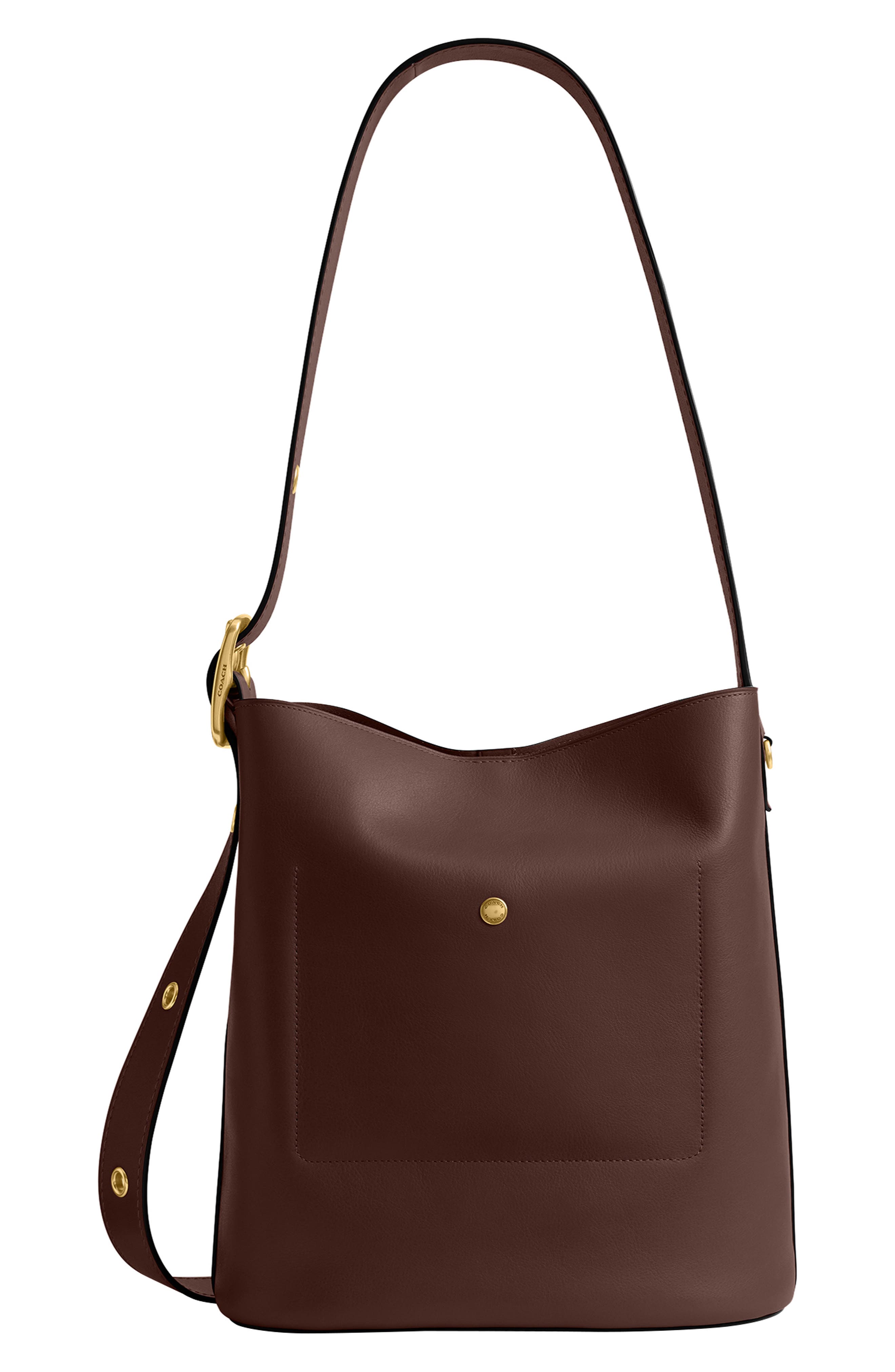 COACH Bleecker Natural Grain Leather Shoulder Bag, Alternate, color, Maple