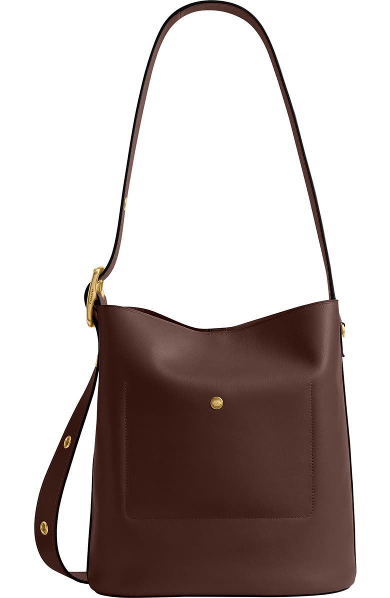 COACH Bleecker Natural Grain Leather Shoulder Bag, Alternate, color, Maple