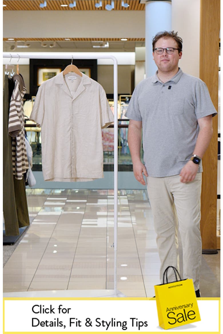 Embroidered Leaves Short Sleeve Linen Blend Button-Up Shirt video