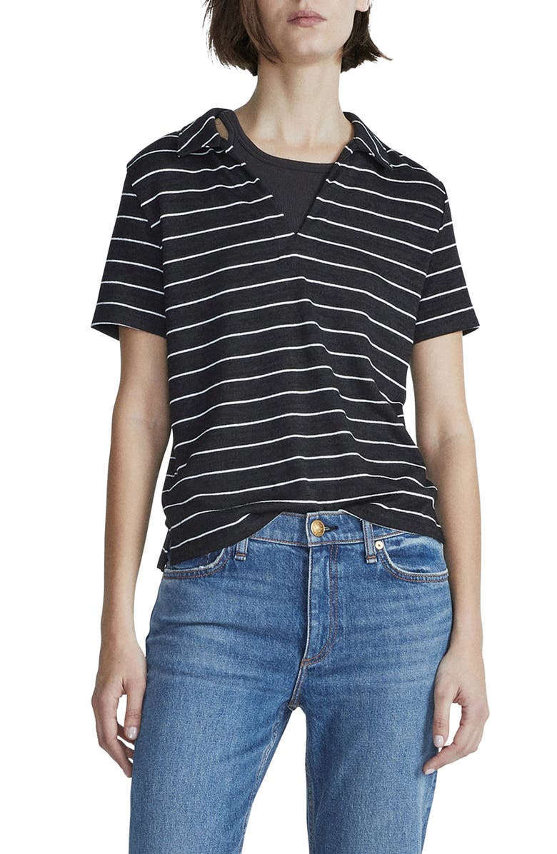 rag & bone Stripe Polo Shirt, Main, color, 