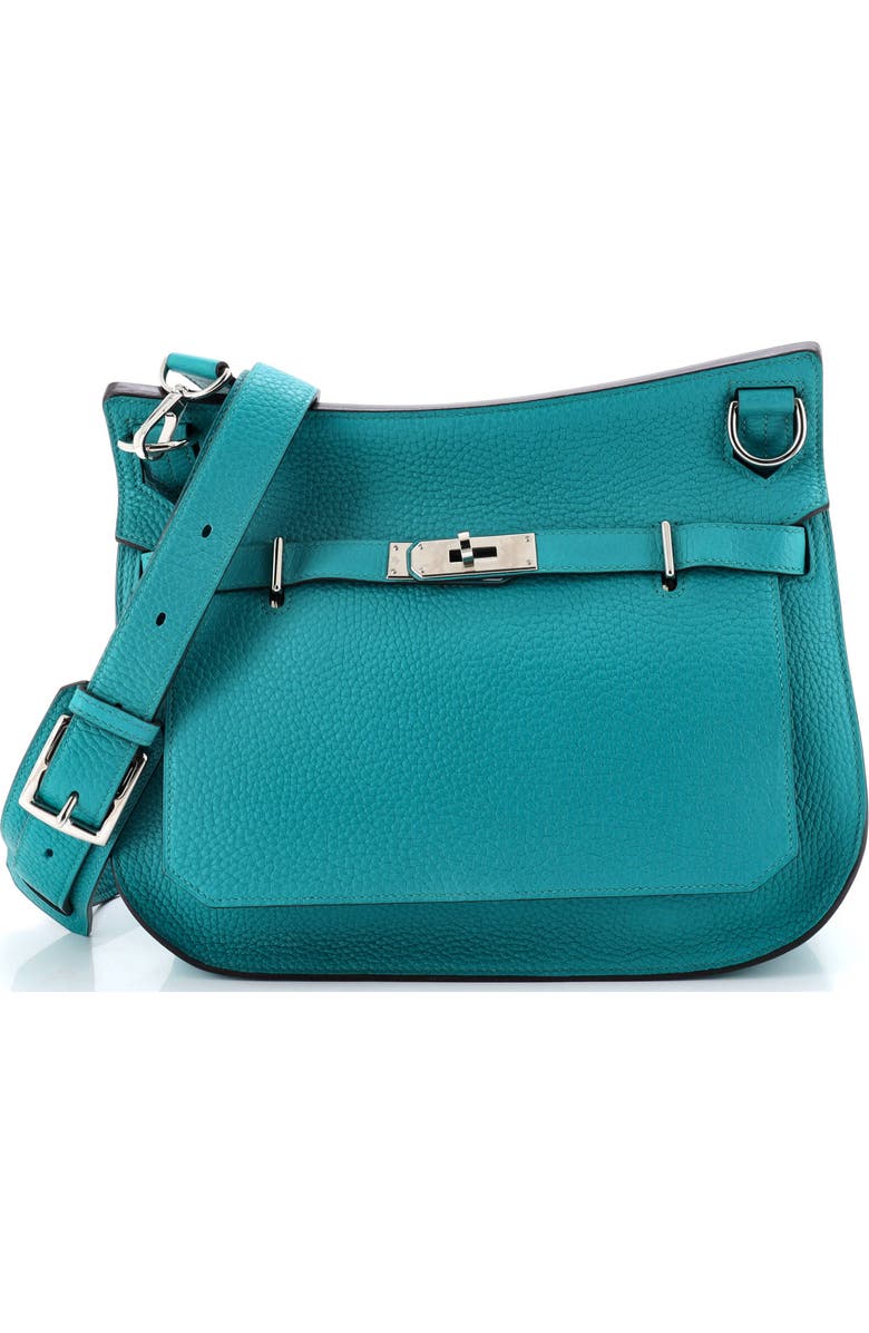 Pre-Owned Hermes Jypsiere Bag Clemence 28, Main, color, Bleu Paon