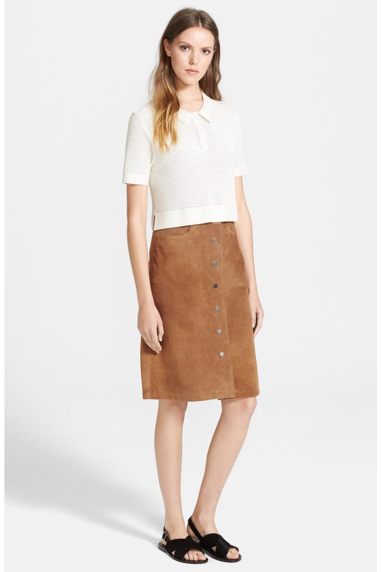'Pemma' Suede Midi Skirt, Alternate, color, CHESTNUT