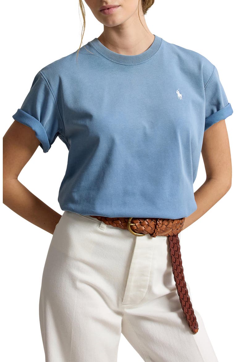 Logo Graphic Jersey Tee, Main, color, CAMP BLUE