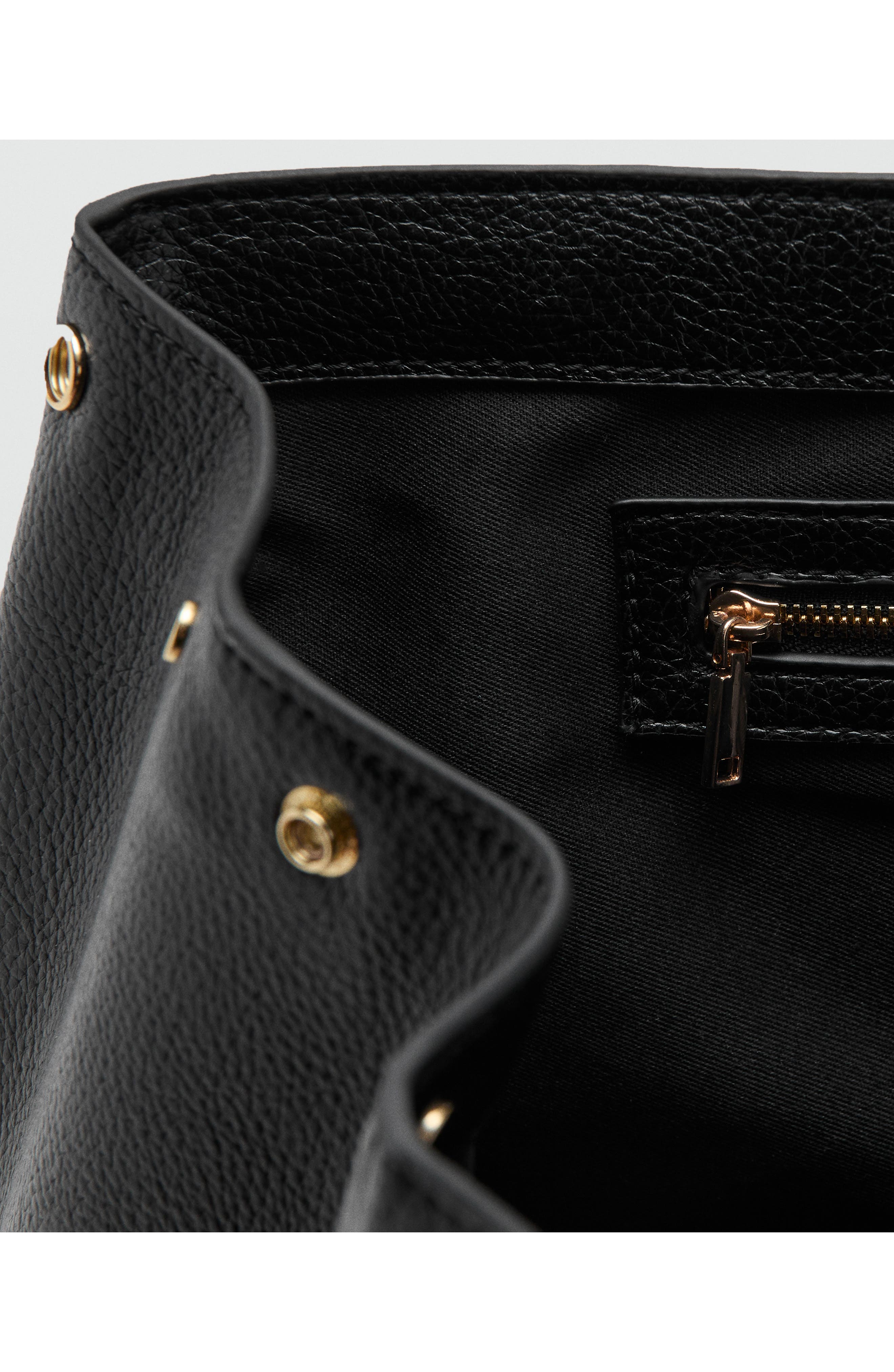 MANGO Medium City Faux Leather Satchel, Alternate, color, Black