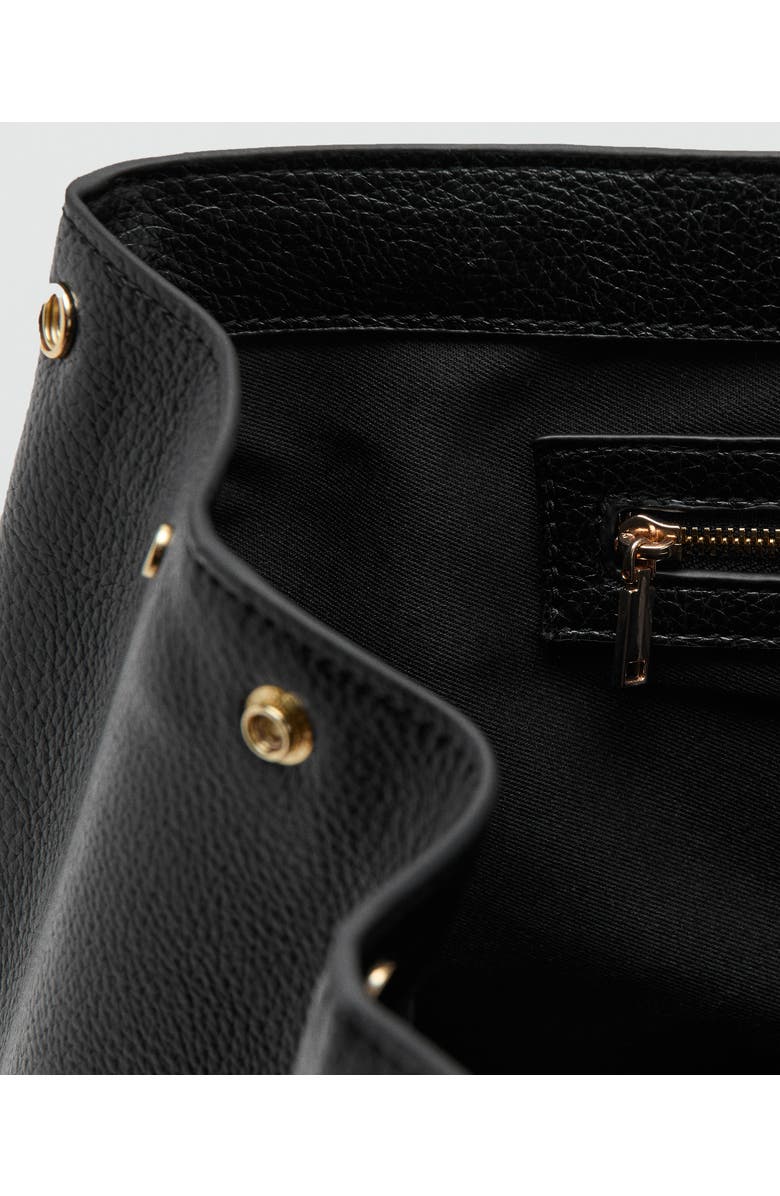 MANGO Medium City Faux Leather Satchel, Alternate, color, Black