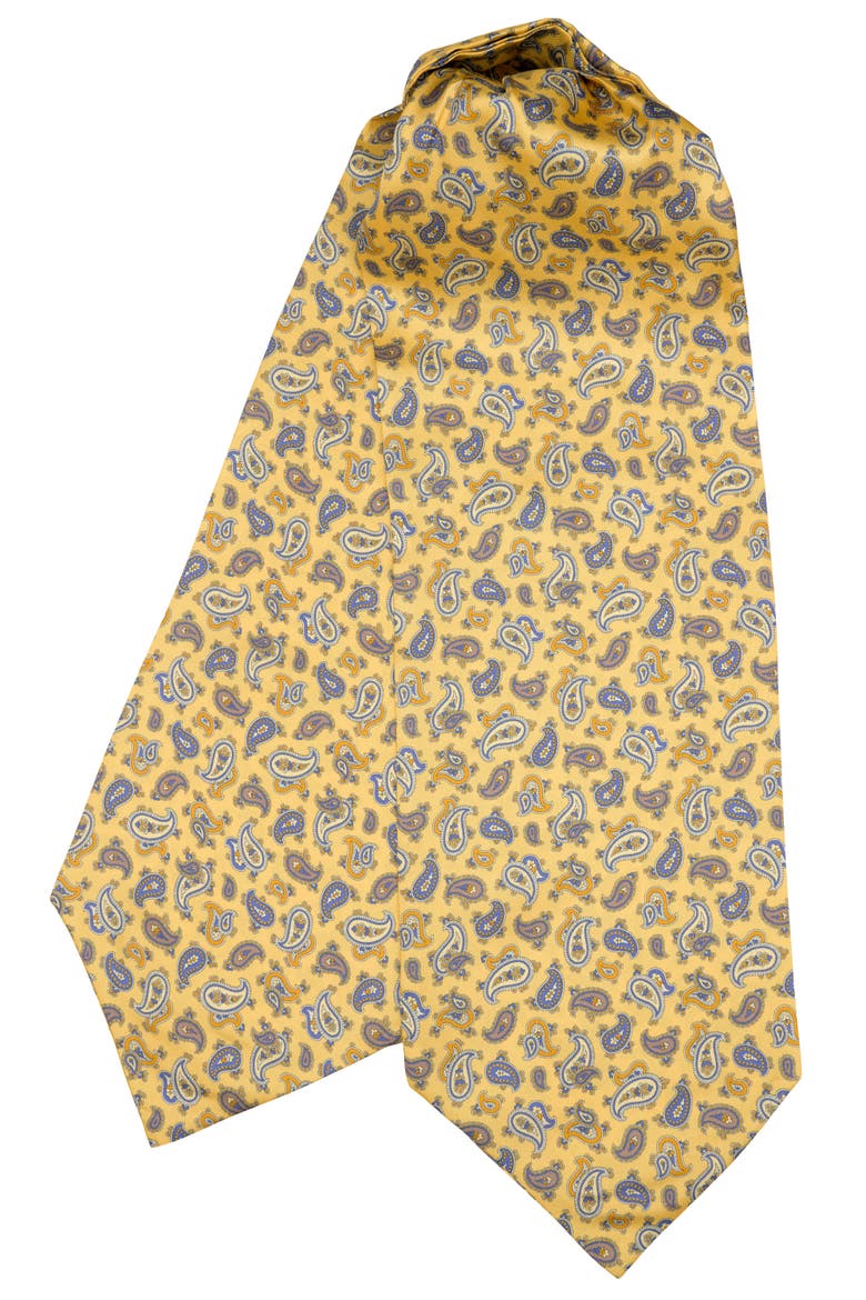 Sondrio - Silk Ascot Cravat Tie for Men, Main, color, Yellow
