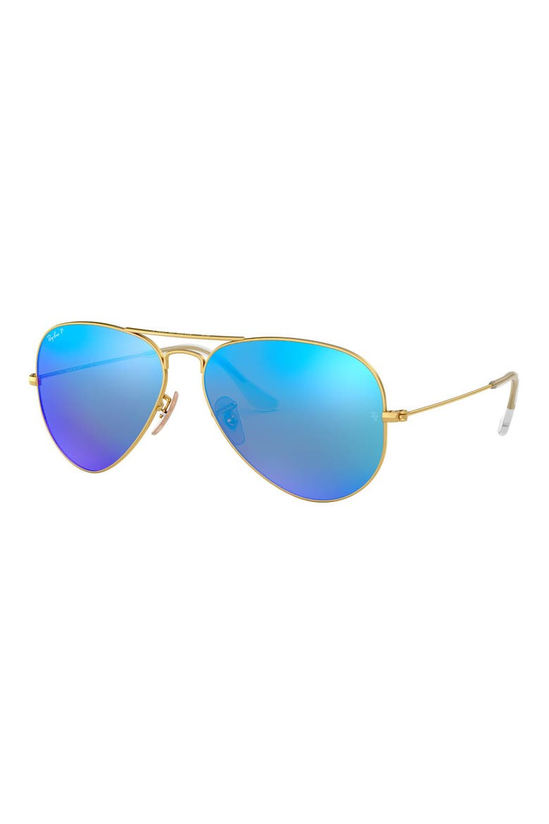 Standard Icons 58mm Mirrored Polarized Aviator Sunglasses, Alternate, color, GOLD/ BLUE MIRROR