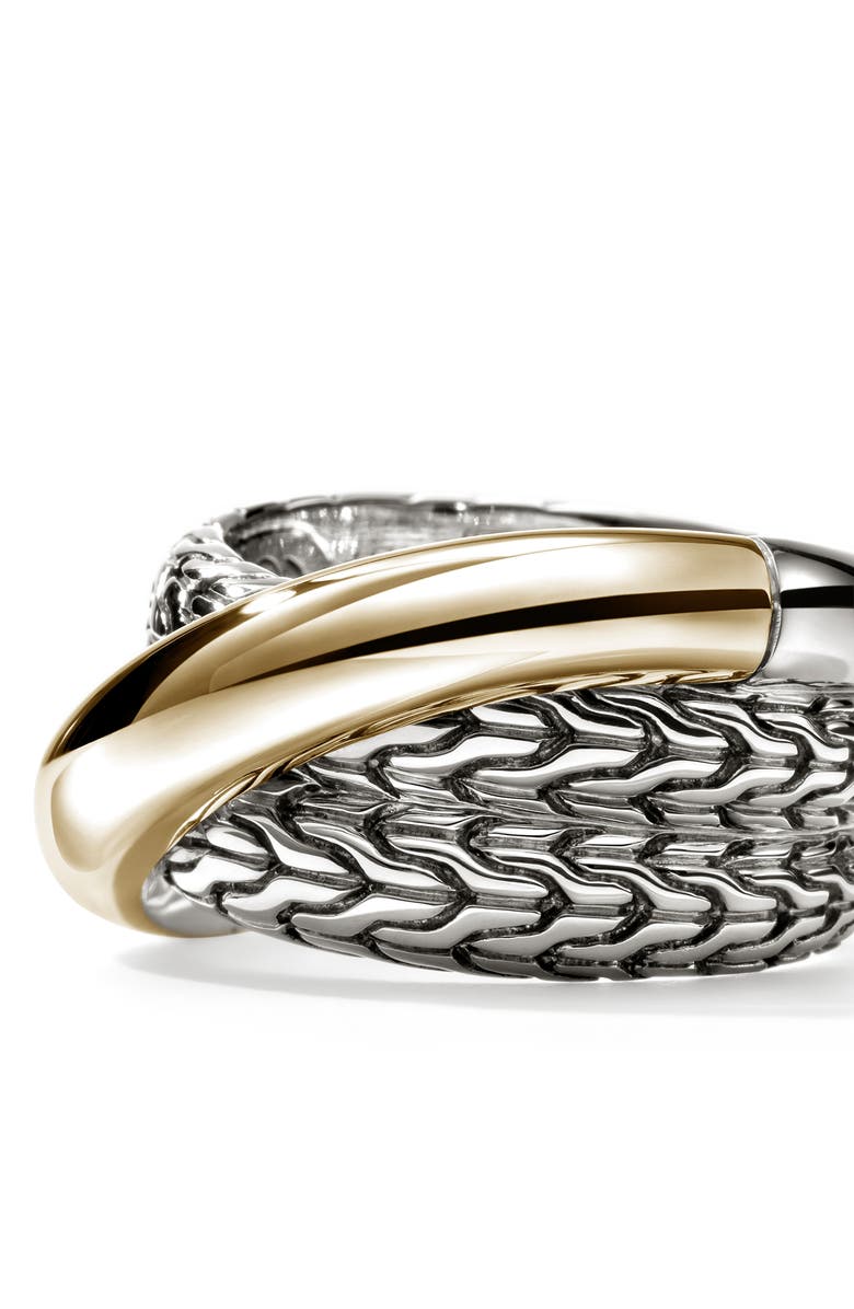 John Hardy JH Essentials Crossover Ring, Wide, Alternate, color, Silver/Gold