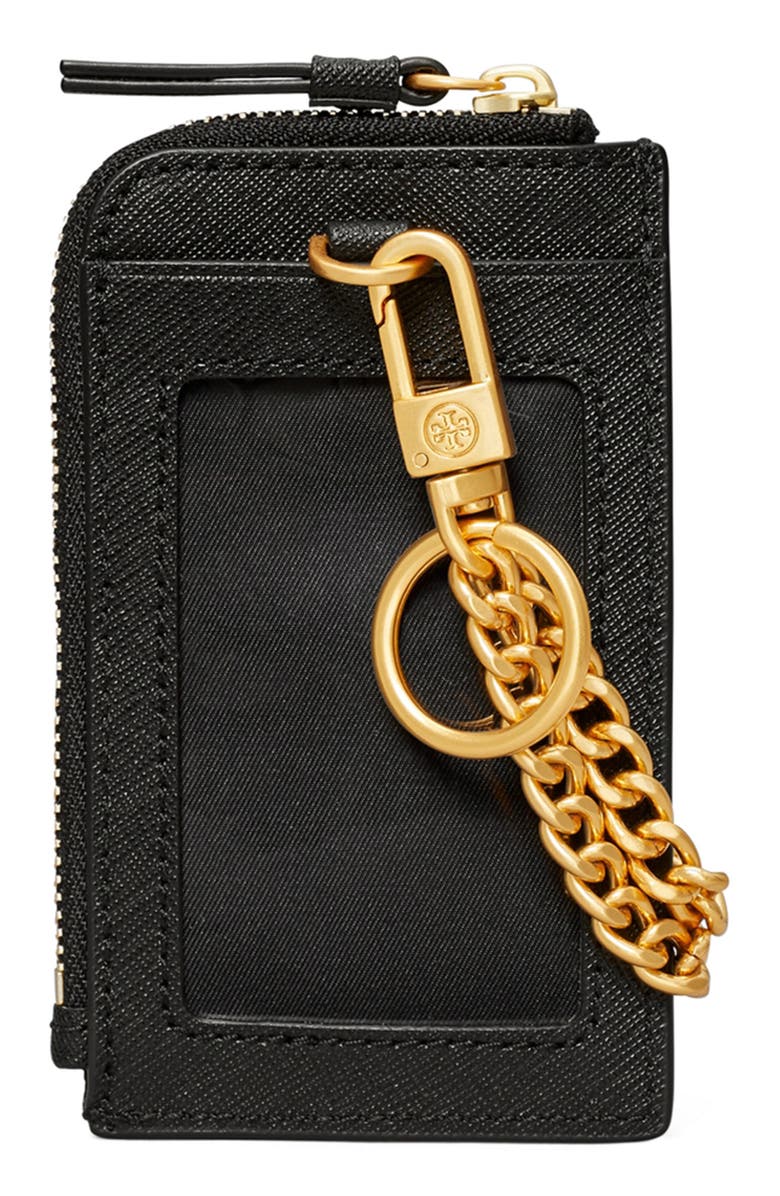 Tory Burch Robinson Saffiano Leather Card Case Lanyard, Alternate, color,