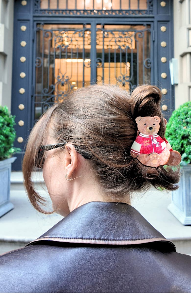 Solar Eclipse Varsity Teddy Bear Claw Clip, Alternate, color, 