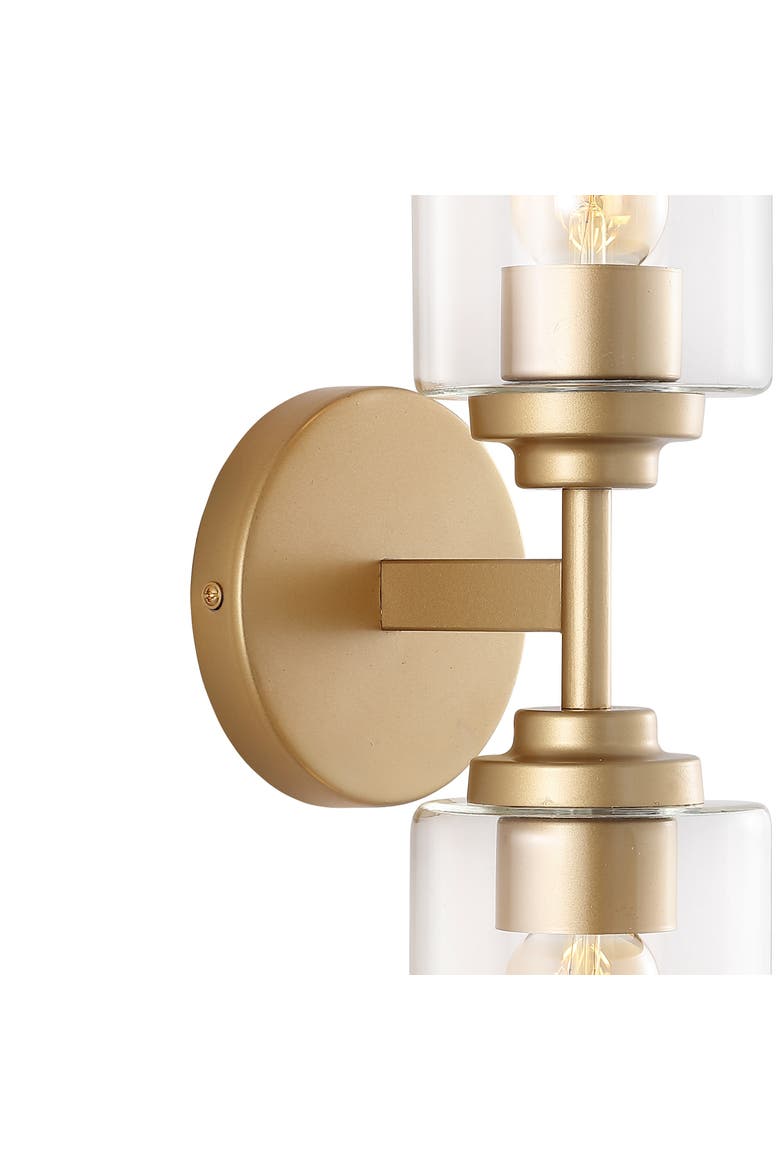 Giles 2-Light Farmhouse Industrial Iron Cylinder LED Sconce, Alternate, color, Brass Gold