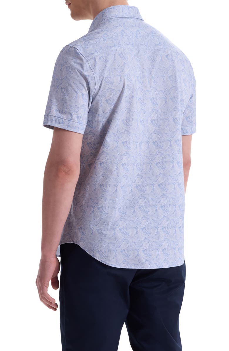 Bugatchi Miles OoohCotton<sup>®</sup> Short Sleeve Button-Up Shirt, Alternate, color, Air Blue