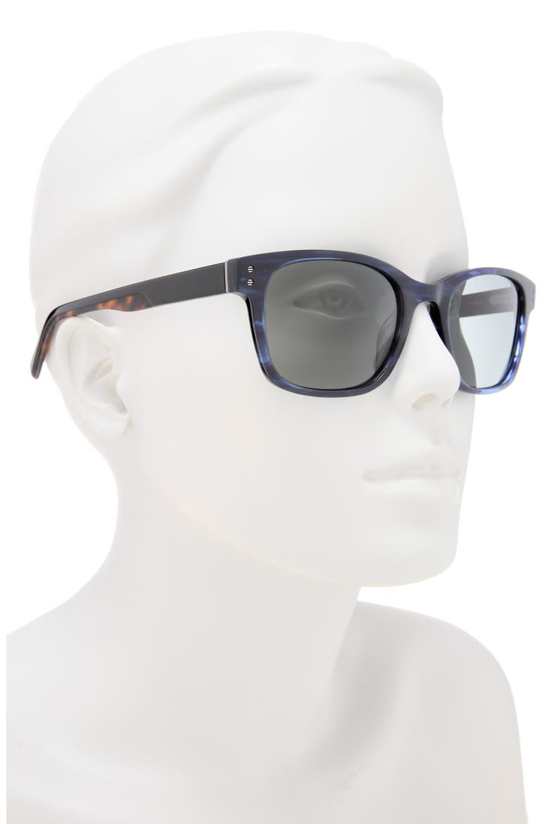 56mm Polarized Rectangular Sunglasses, Alternate, color, BLUE