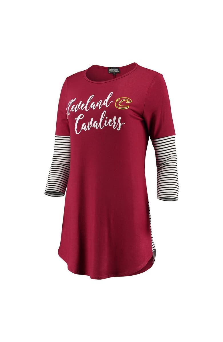 GAMEDAY COUTURE Women's Wine Cleveland Cavaliers Striking in Stripes 3/4 Sleeve Tunic T-Shirt, Alternate, color, 
