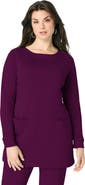 Roaman's Snap Button Boatneck Soft Knit Tunic