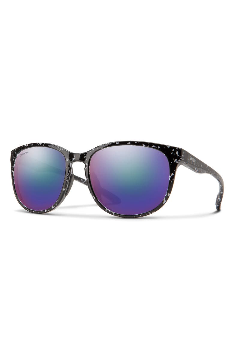 Smith Lake Shasta 56mm ChromaPop<sup>™</sup> Polarized Sunglasses, Alternate, color, Black Marble / Violet Mirror