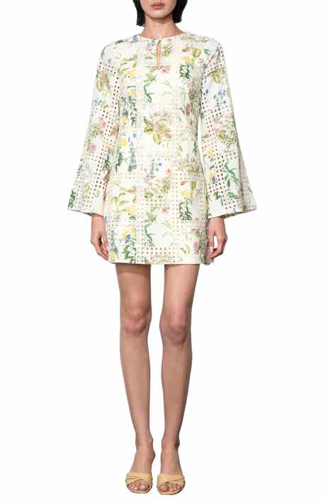 Adelyn Rae Marshall Embroidered Long Sleeve Cotton Minidress