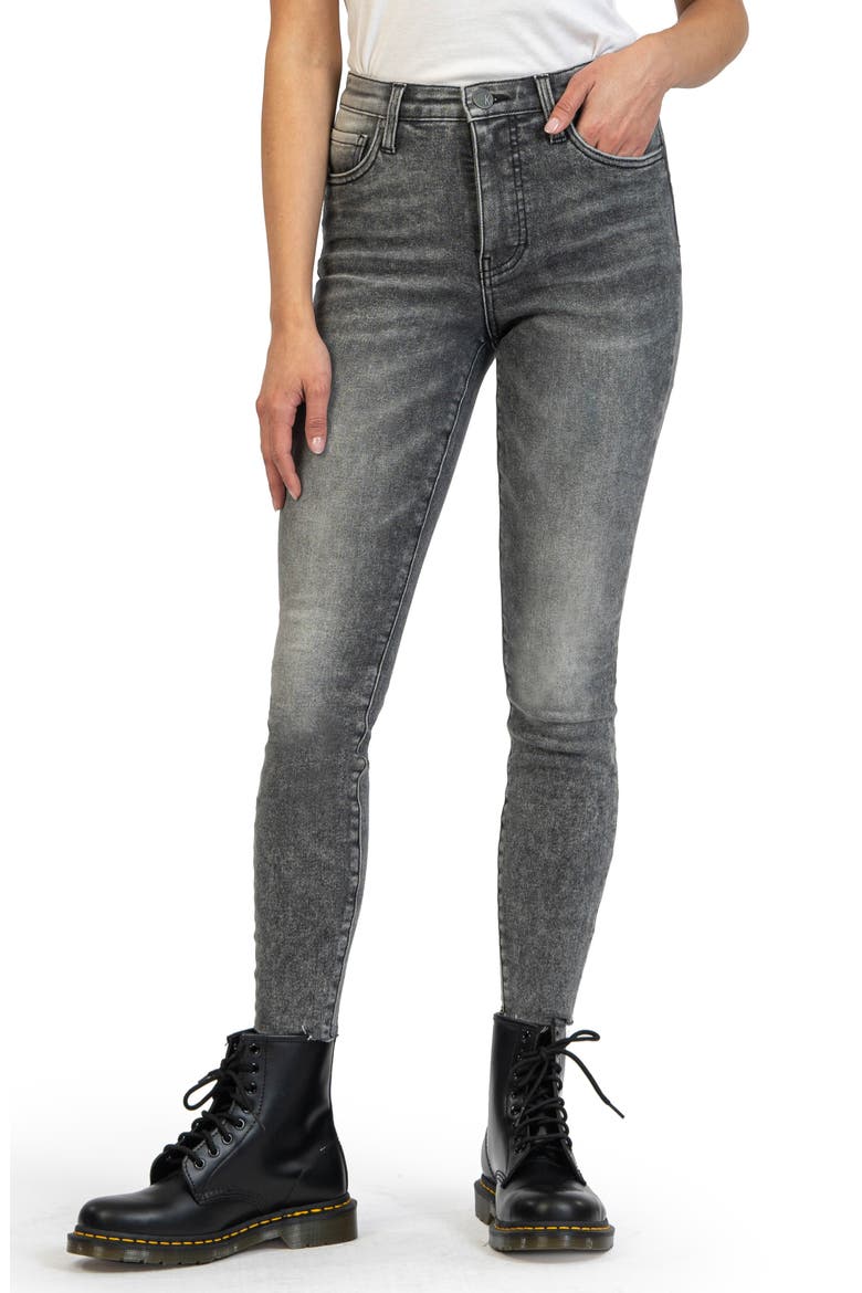 Connie Fab Ab High Waist Raw Hem Ankle Skinny Jeans, Main, color, UNQUESTIONABLE
