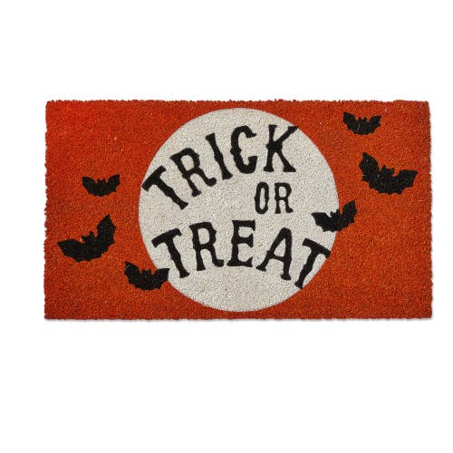 Tag Trick Or Treat Halloween Coir Door Mat Orange Multi Design In Multi