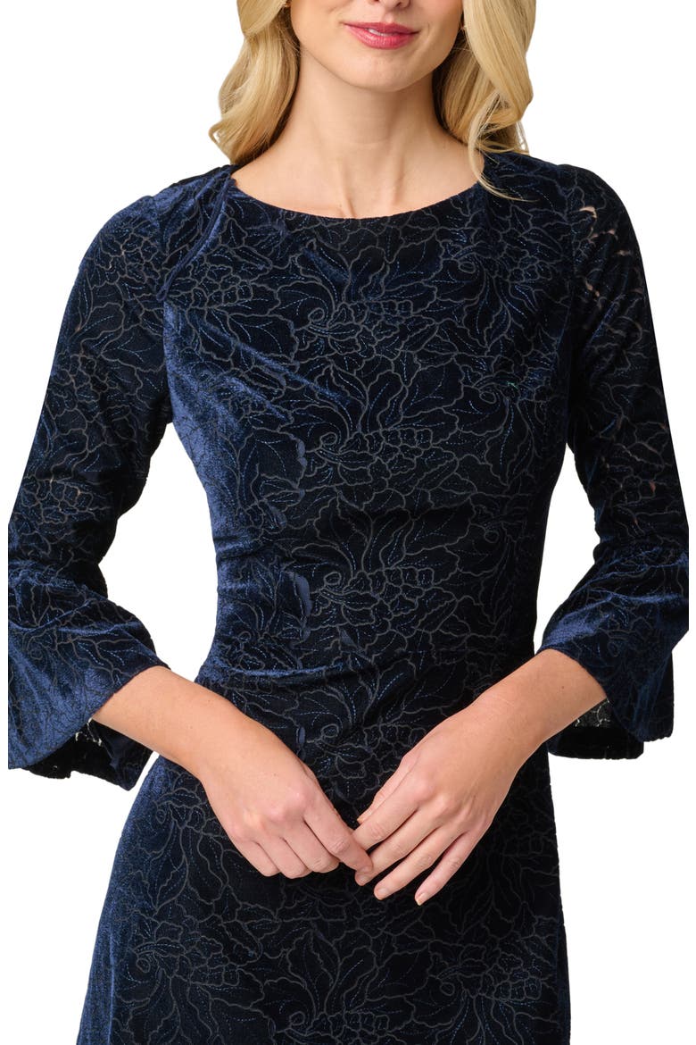 Velvet Bell Sleeve Cocktail Dress, Alternate, color, NAVY