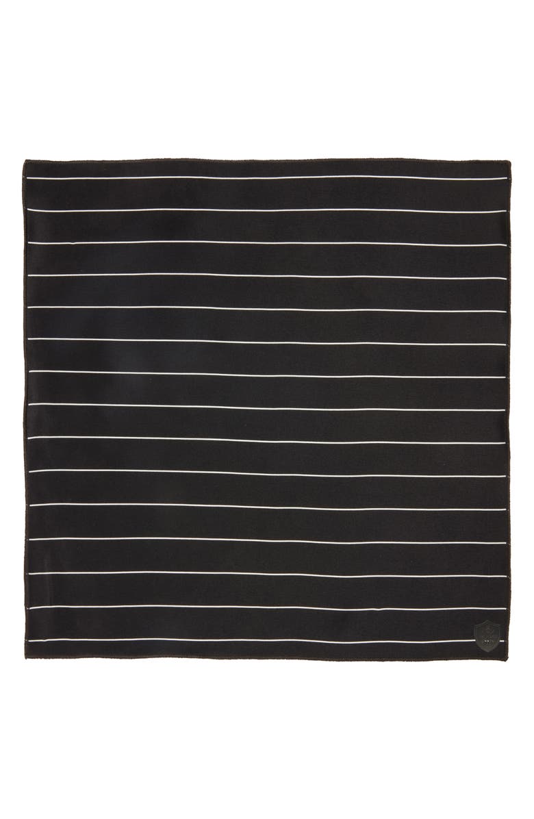 CLIFTON WILSON Pinstripe Silk Pocket Square, Alternate, color, Black