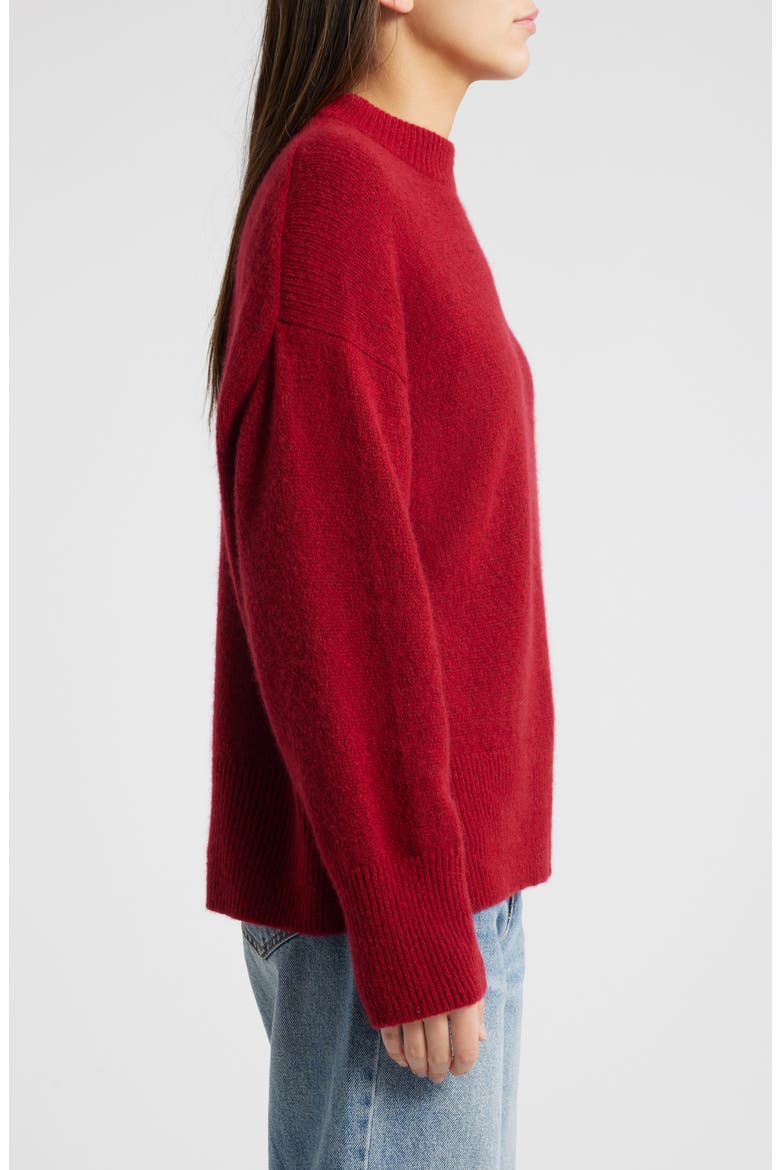 Miranda Crewneck Cashmere & Silk Sweater, Alternate, color, MERLOT