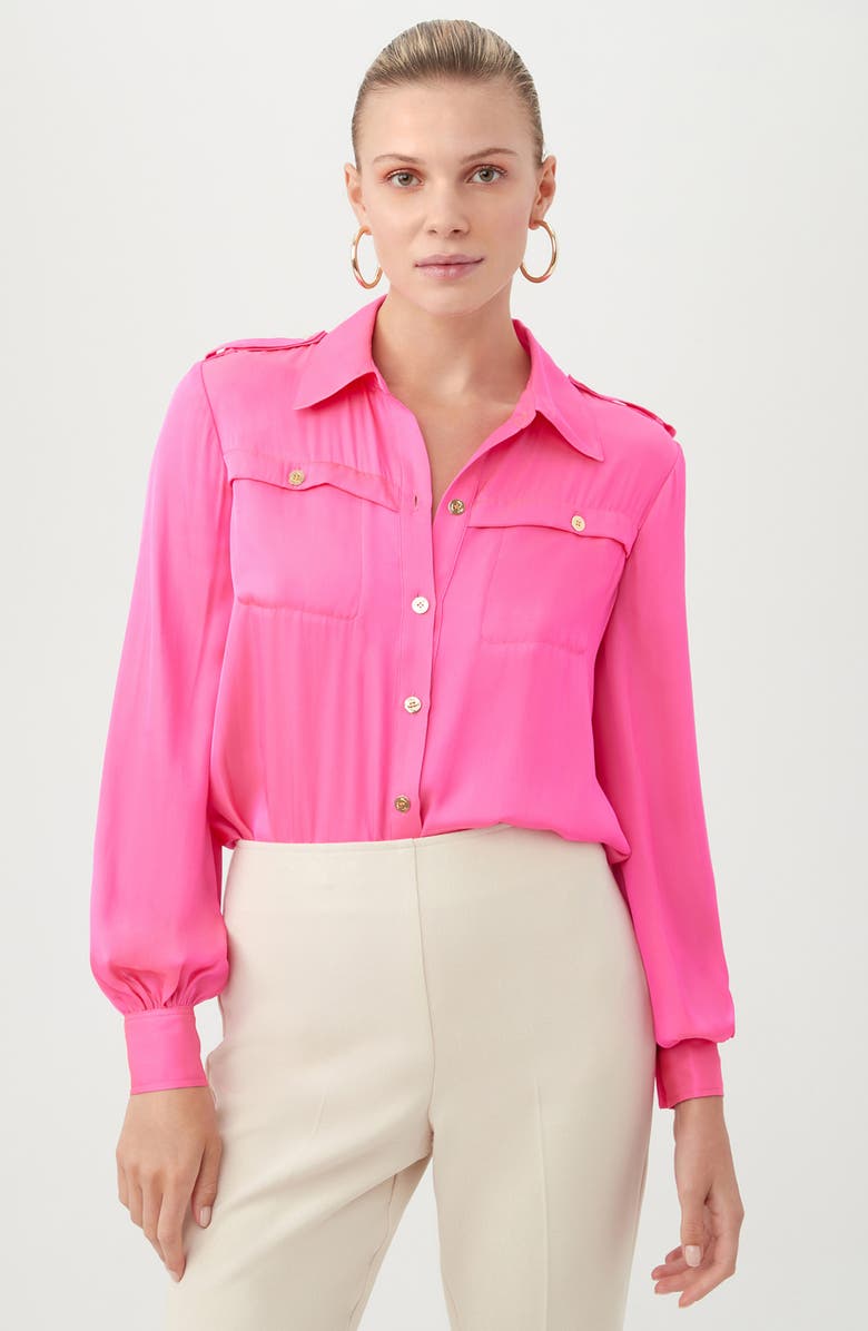 Trina Turk Astoria Silk Blend Button-Up Shirt, Alternate, color, 