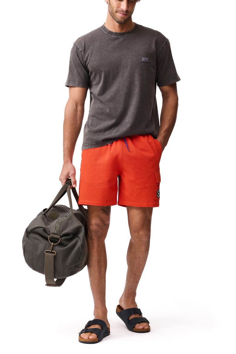 Winterton River Seersucker Swim Trunks, Alternate, color, SUNSET