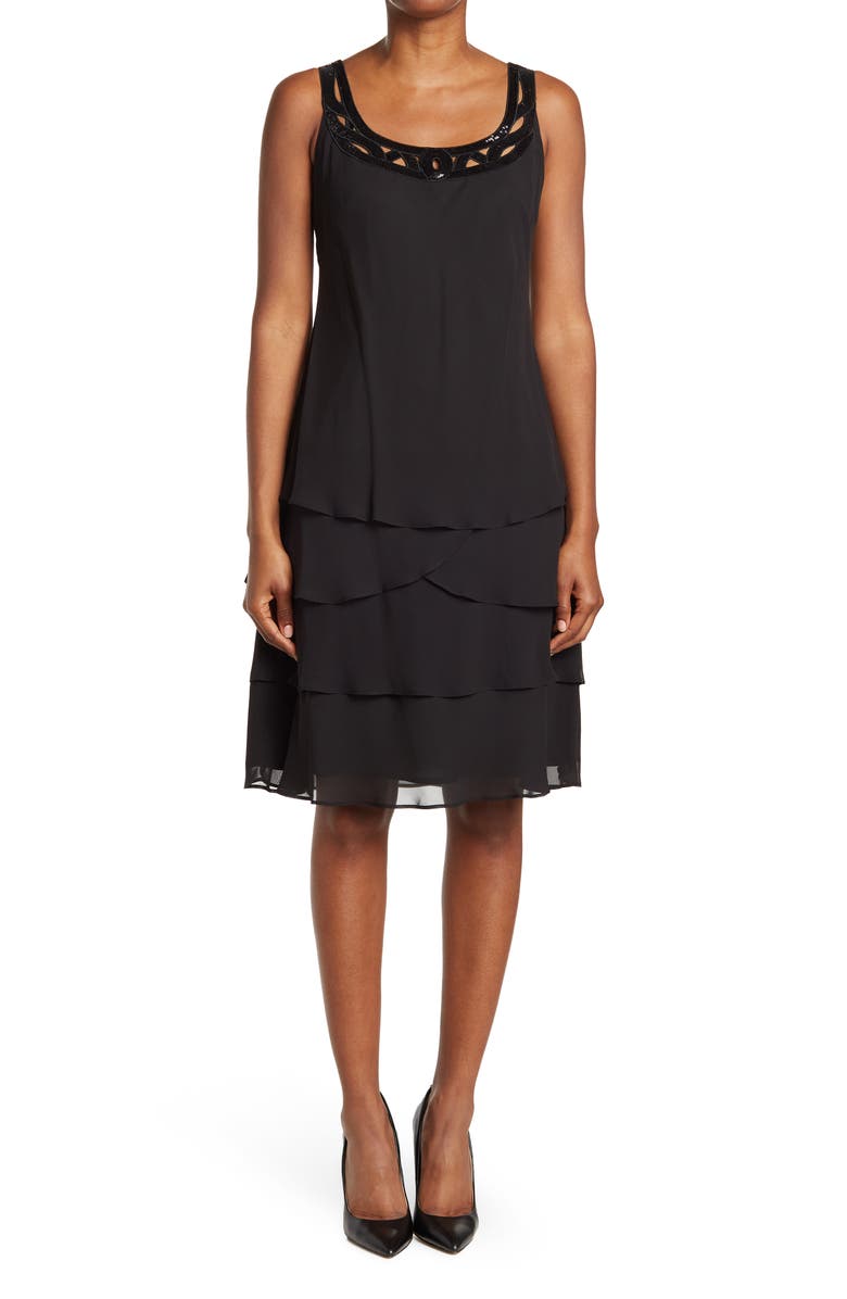 SLNY 3/4 Sleeve Sequin Dress & Jacket Set, Alternate, color, 