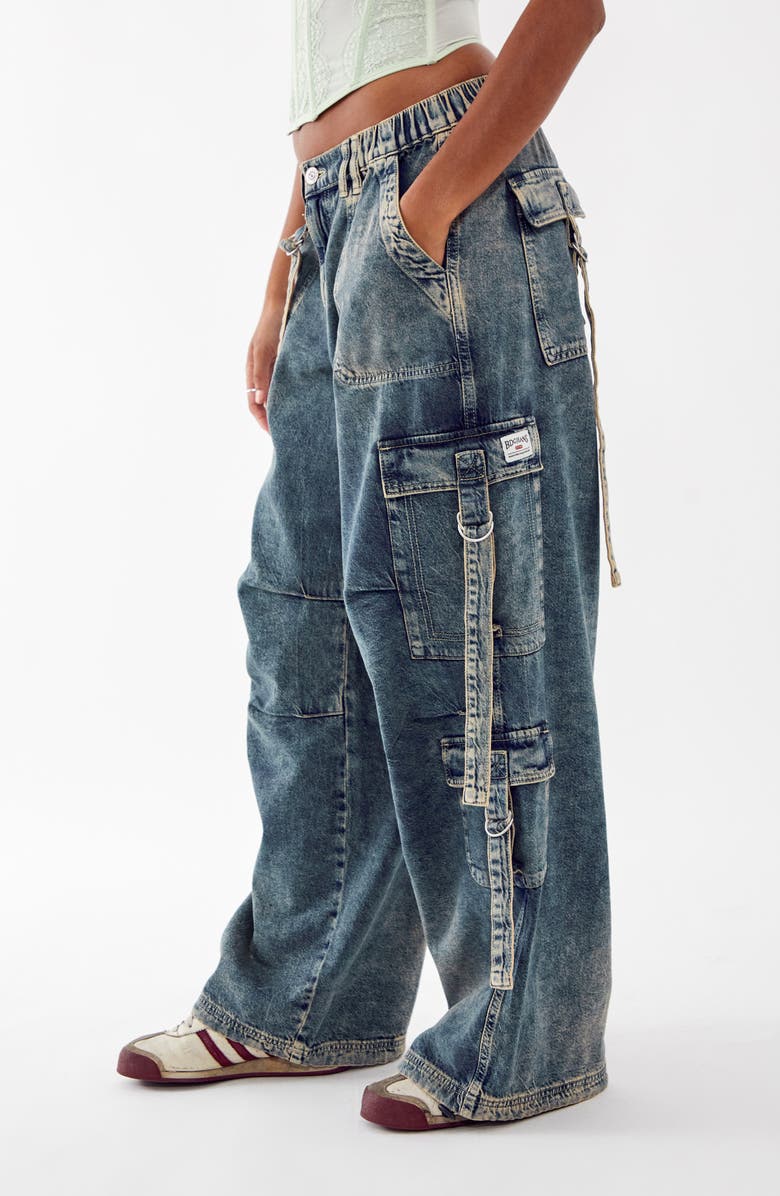 BDG Urban Outfitters Strappy Denim Cargo Jeans, Alternate, color, 