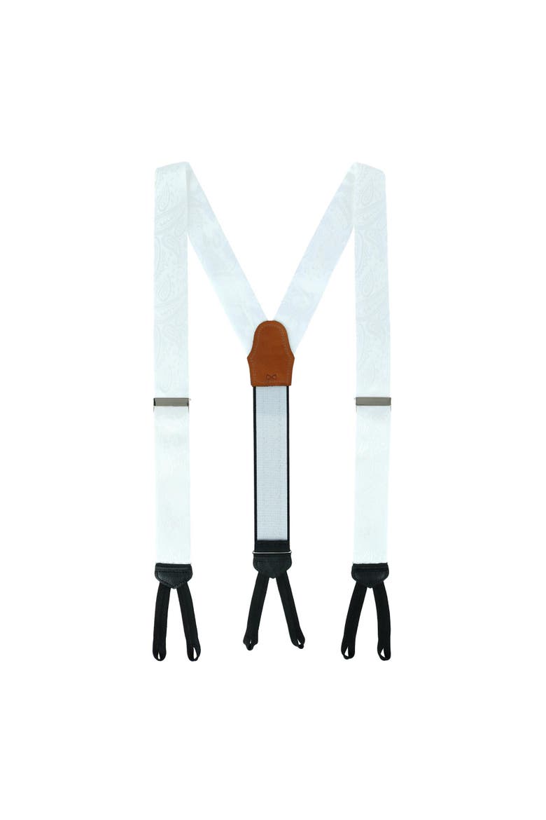 Big & Tall Banbury Tone on Tone Paisley Silk Formal Suspenders, Alternate, color, White