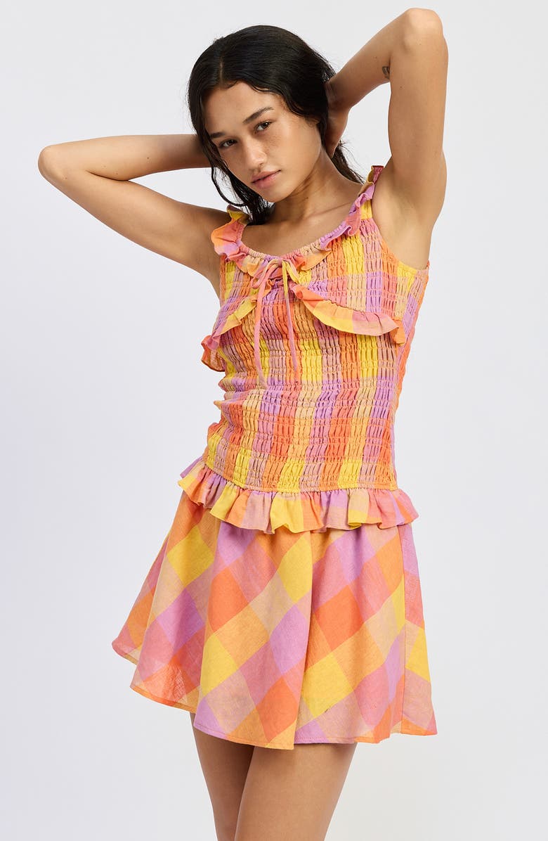 JACQUIE THE LABEL Juna Check Smocked Minidress, Alternate, color,