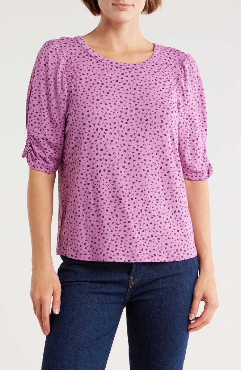 Democracy Ruched Elbow Length Sleeve Top, Main, color, Grape Mauve