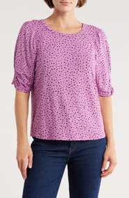 Democracy Ruched Elbow Length Sleeve Top