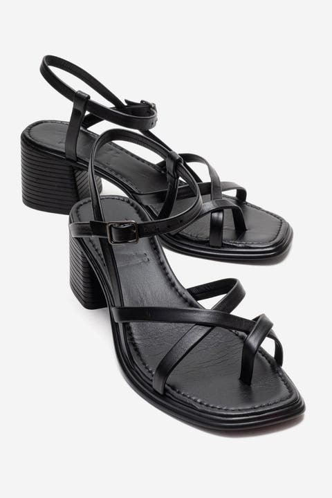 Lavish Leather Block Heel Sandal