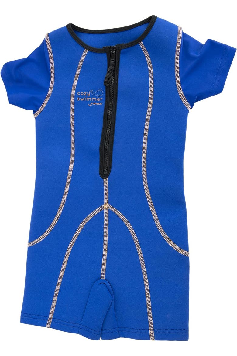 Cozy Thermal Swimsuit for Kids One Piece Swimwear UPF 50 and Up Sun Protection Warm SBR Foam Blue, Main, color, Blue