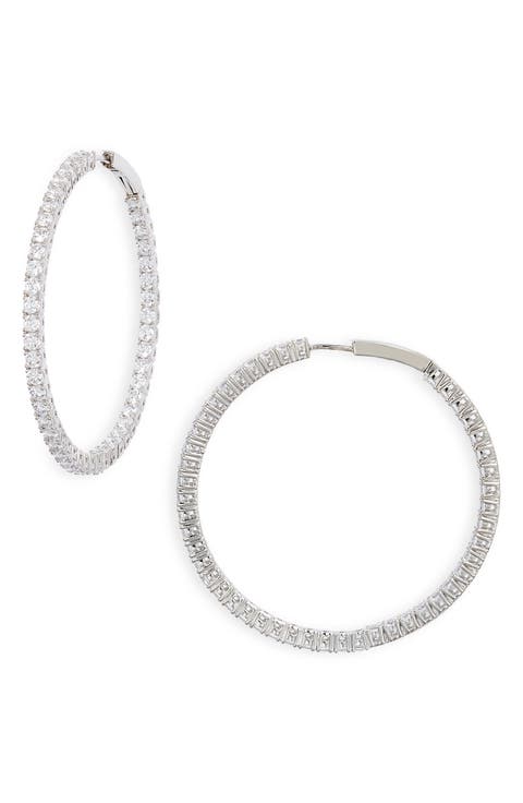 Tennis Pavé Cubic Zirconia Hoop Earrings